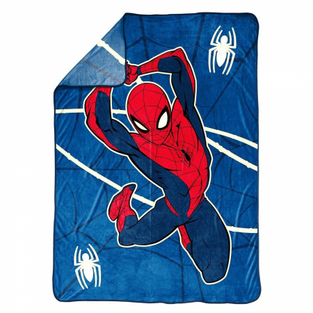 Spider-Man Swing Into Action Glow in The Dark Throw Blanket